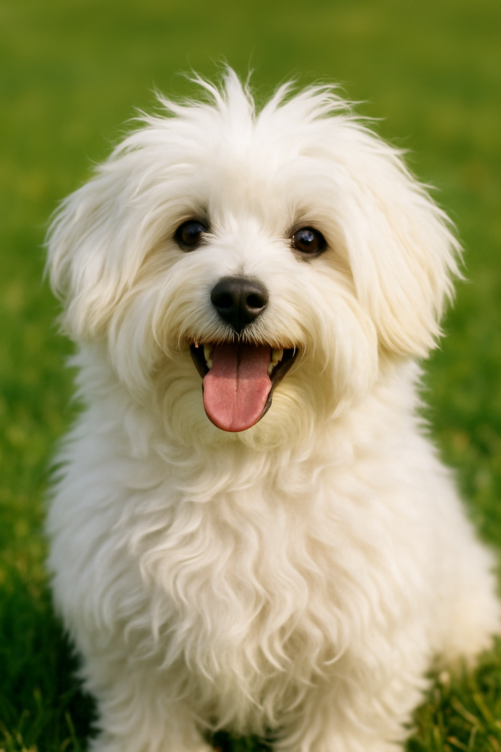 Coton de Tuléar - Raça de cachorro que não solta pelo Cachorro da raça Coton de Tuléar sorridente e brincando, perfeito para quem procura cães que não soltam pelo